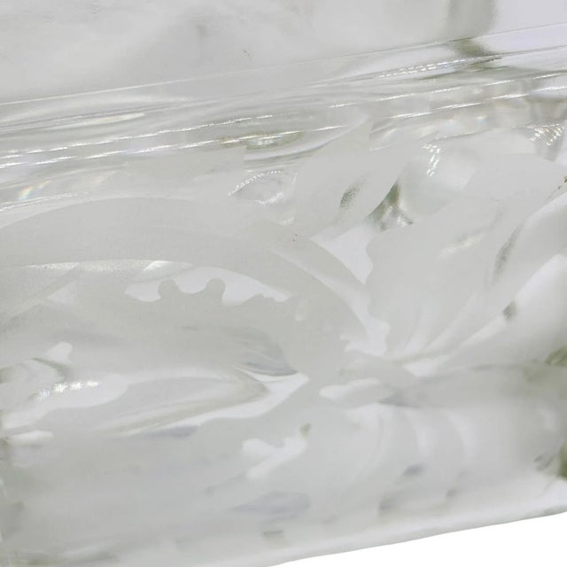 1970 Brutalist Postmodern Glass Block Table Vase W/ Acid Etched Hibiscus For Sale In Los Angeles - Image 6 of 6