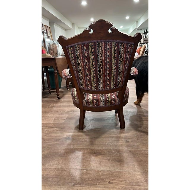 Carved Wood Armchair With Casters For Sale - Image 4 of 6