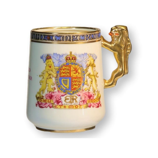 Commemorative porcelain mug issued for the coronation of King George VI, dated May 12, 1937. Produced in England with...
