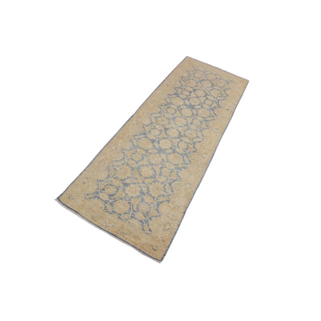 Shabby Chic Shabby Chic Ziegler Blue/Gold Wool Runner Rug- 3'11'' X 10'11'' For Sale - Image 3 of 10