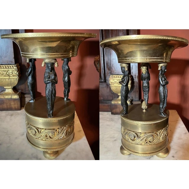 Italian Empire Bronze and Brass Tazzas with Sphinxes, 1800s, Set of 2 For Sale - Image 13 of 13