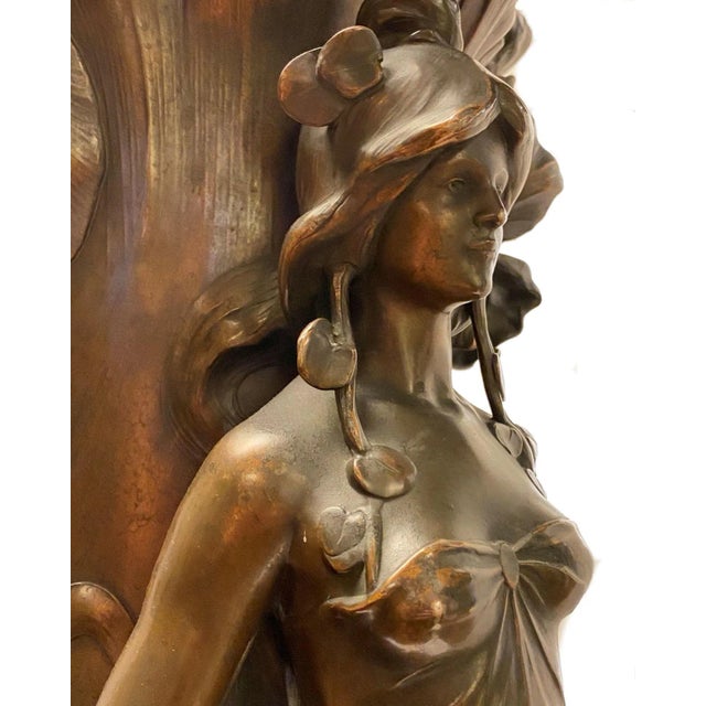 Large Francois Moreau Art Nouveau Metal Vase For Sale - Image 12 of 12
