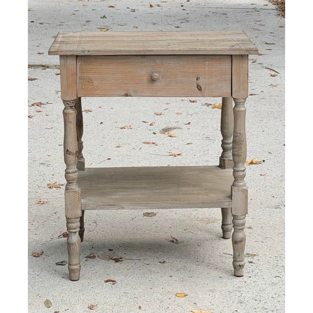 Pair Weathered Pine End Tables, Bedside Tables For Sale - Image 4 of 12