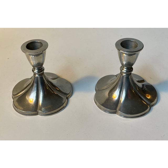Art Deco Pewter Candlesticks by Just Andersen, 1930s, Set of 2 For Sale - Image 6 of 11