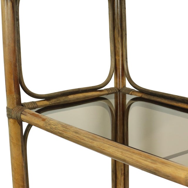 Vintage Boho Shelf Bookcase Bamboo and Smoked Glass, 1960s For Sale - Image 10 of 18