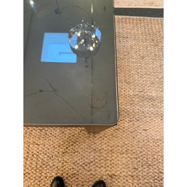 Parsons Style Glass Top Dining Table For Sale - Image 9 of 12