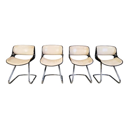 Arpege Dining Chairs attributed to Étienne Fermigier for Baumann, 1970s, Set of 4 For Sale