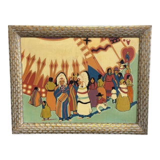 Joseph Bidzinski (American, 20th C.) Native American Ceremonial Procession, 1950 For Sale