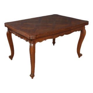 Oak French Parquetry Draw Leaf Table, 1890s For Sale