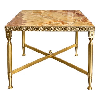 Vintage Side Table in Bronze, Brass and Onyx, Italy, 1960s For Sale
