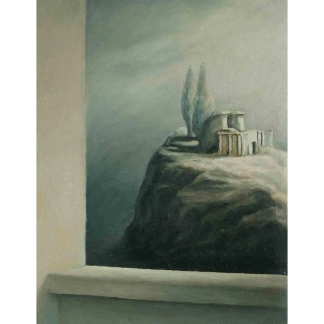 Maurizio Ligas, Metaphysical Landscape, Original Painting, 1984 For Sale - Image 3 of 4