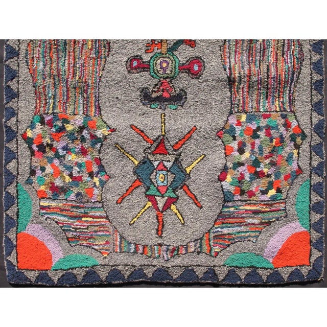 American Vintage American Hooked Long Runner With Colorful Vertical Medallion Design For Sale - Image 3 of 5