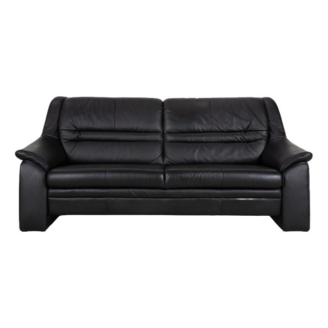 Sleepoly Two-Seater Sofa in Black Leather from Himolla For Sale