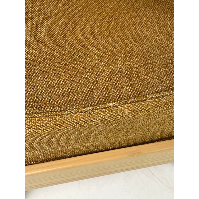 Mid-Century Modern Ficks Reed Blonde Hardwood Lounge Chair With Ochre Textured Upholstery For Sale - Image 12 of 12
