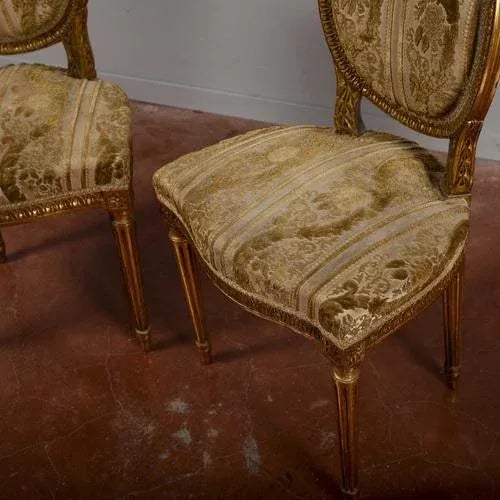 Brown Set of Napoleon III Gilded Chairs For Sale - Image 8 of 9