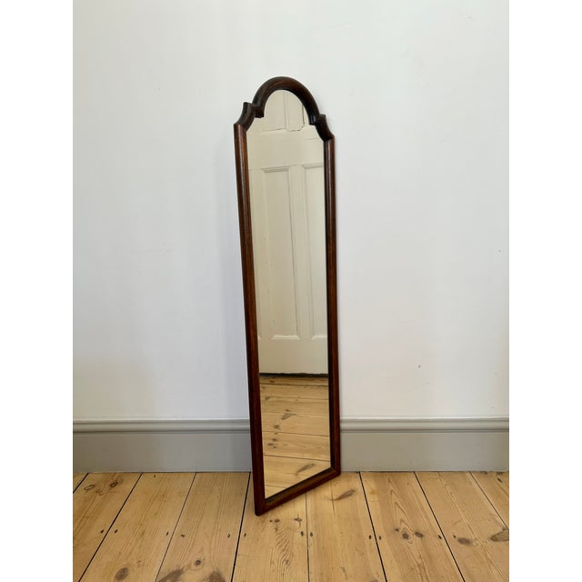 Tall Narrow Antique Wooden Scallop Frame Mirror, France, 1920s For Sale - Image 6 of 13