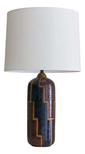 Italian Patterned Ceramic Table Lamp with Shade, 1990s