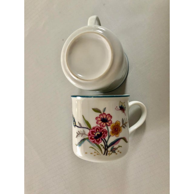 Shabby Chic Vintage Floral Design Porcelain Coffee & Tea Mugs S/2 For Sale - Image 3 of 4