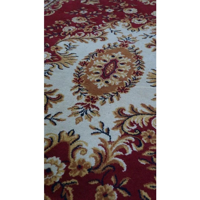 Oriental Red Wool Rug with Yellow Flowers For Sale - Image 4 of 9
