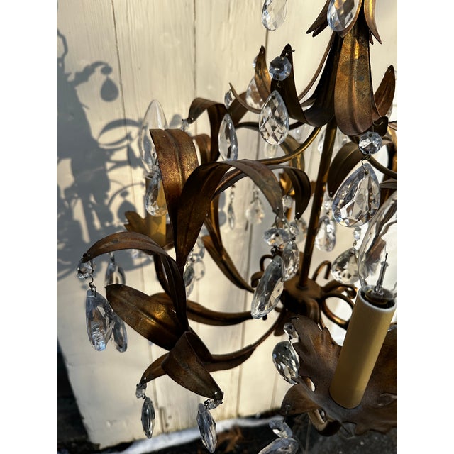 Vintage Hollywood Regency Four Arm Gilt Chandelier Made in Italy For Sale - Image 12 of 12