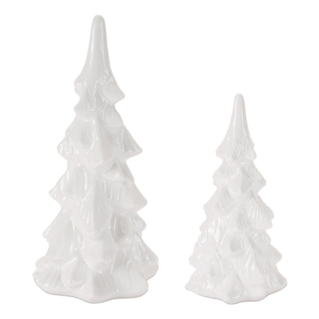 Glossy Ceramic Christmas Trees (Set of 2) For Sale