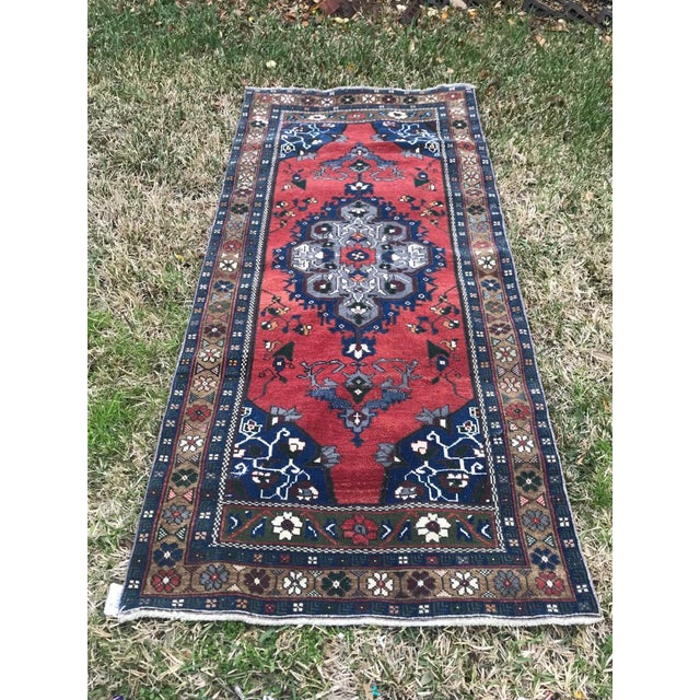1960s 1960s Vintage Turkish Oushak Handmade Rug - 3′3″ × 7′1″ For Sale - Image 5 of 5