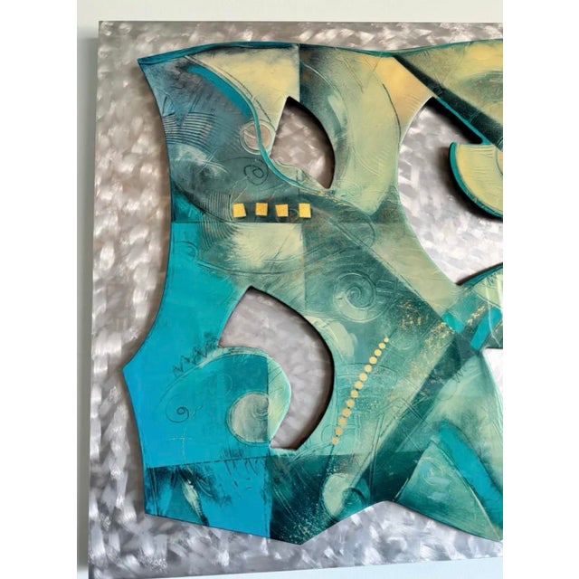 A monumental, exhibition-scale mid-century abstract metal wall relief sculpture measuring a massive 54" x 38". Sourced...