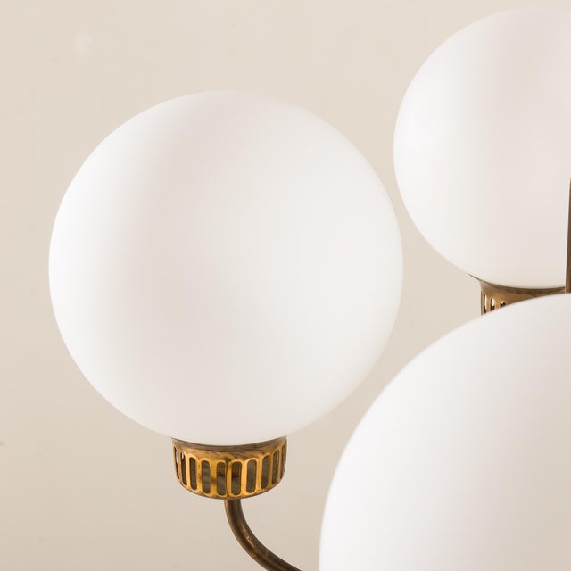 Metal Mid-Century Modern Brass and Glass Chandelier, Italy, 1960s For Sale - Image 7 of 10