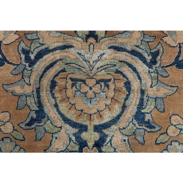 Peach Authentic 19th Century Persian Kirman Handmade Wool Rug For Sale - Image 8 of 9