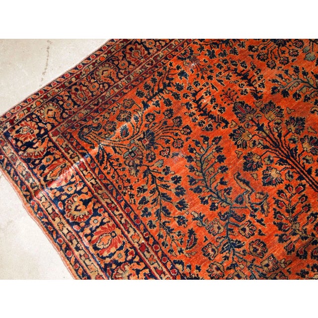 Textile 1920s Handmade Antique Persian Sarouk Rug 4.1' X 6.4' For Sale - Image 7 of 8