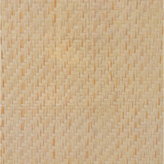 Matthew Izzo Home Fortune Natural Grasscloth Three Drawer Side Table With Brass Beetle Knobs For Sale - Image 11 of 12