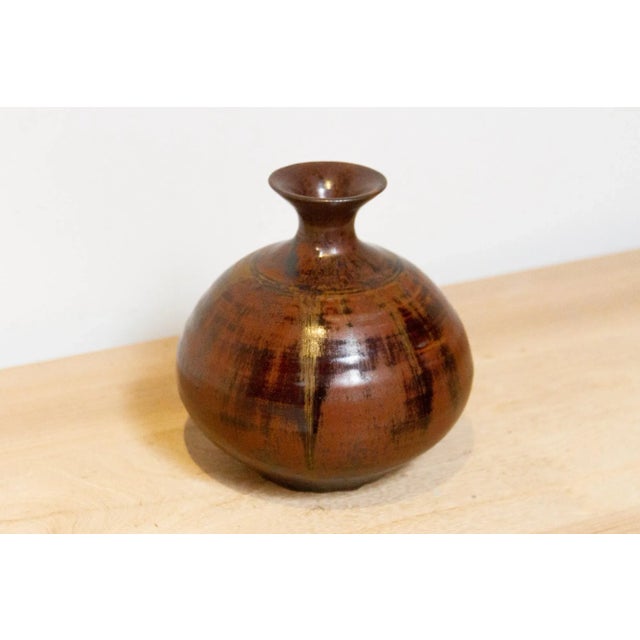 Vintage Japanese Stoneware Vase For Sale - Image 4 of 6