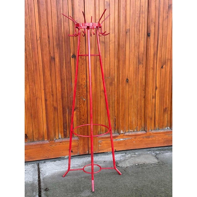 Red Vintage Industrial Coat Rack For Sale - Image 8 of 8