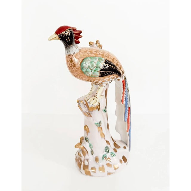 Vintage Japanese Showa 1940 Kutani Pheasant Figurine For Sale - Image 4 of 8
