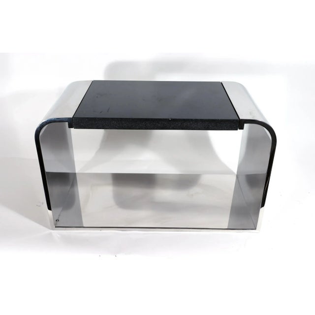 Metal Stanley Jay Friedman for Brueton Steel and Granite "Eclipse" Low Coffee Table For Sale - Image 7 of 11