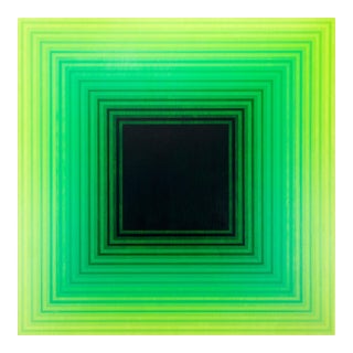 Contemporary Abstract Acrylic on Canvas "Incremental Light (Green Light)" by Andy Harwood For Sale