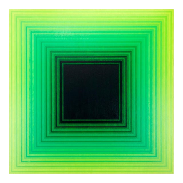 Contemporary Abstract Acrylic on Canvas "Incremental Light (Green Light)" by Andy Harwood For Sale
