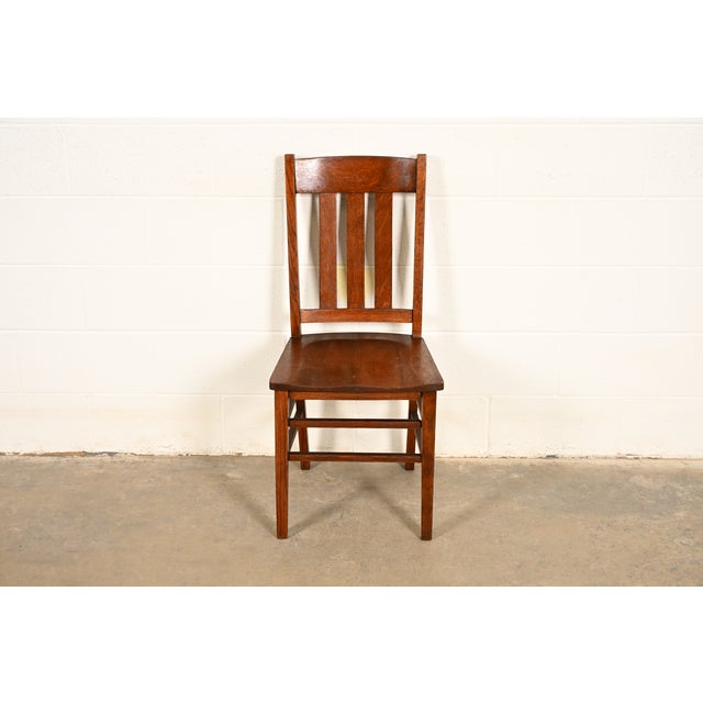 Limbert Style Antique Mission Oak Arts & Crafts Side Chair or Dining Chair, Circa 1910 For Sale - Image 15 of 15