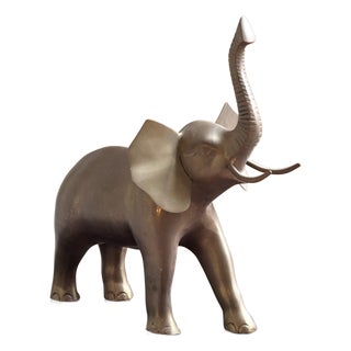 Large Mid-20th Century Brass Elephant Sculpture For Sale