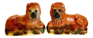 Staffordshire Recumbent Lions, Late 19th Century - a Pair