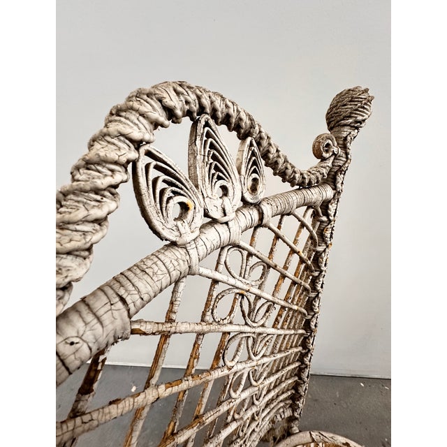 Late 19th Century Antique Victorian Heywood Brothers/Heywood Wakefield Rattan & Wicker Portrait Chair For Sale In Boston - Image 6 of 12