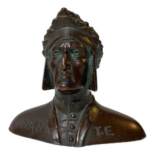 Small 19th Century Dante Alighieri Bronze Bust For Sale