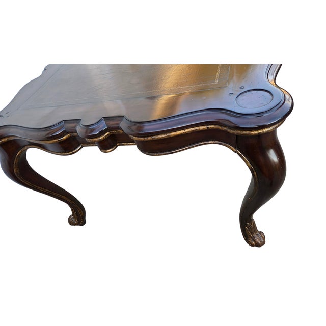 1990s Marge Carson Lether Top Game Card Table French Louis XV Style Rocco Desk For Sale - Image 11 of 18