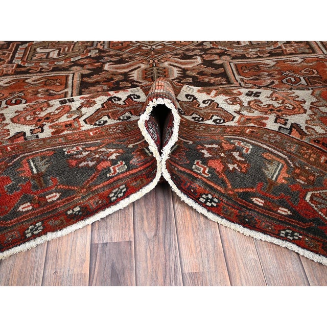 1960s 1960s Vintage Persian Heriz Handmade Wool Rug, Rust, Red For Sale - Image 5 of 12