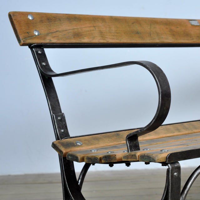 Riveted Iron Park Bench, 1920s For Sale - Image 11 of 13
