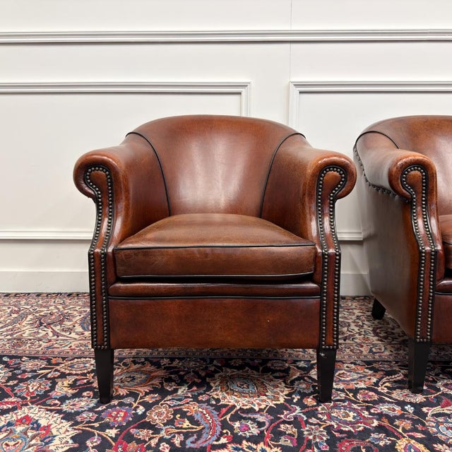 English Sheepskin Leather Chairs, Set of 3 For Sale - Image 5 of 15
