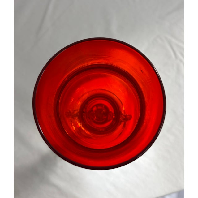 Ruby Red Signed 1976 Murano Ruby Candleholder by Robert Levin For Sale - Image 8 of 10