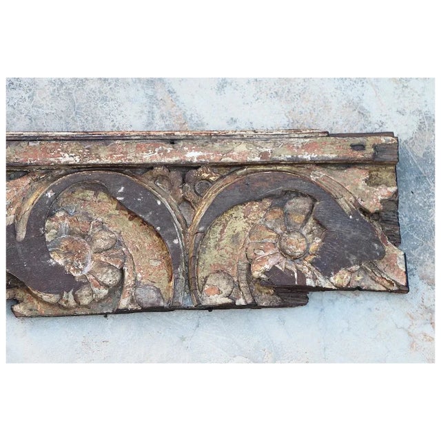 18th Century Antique, Baroque Period, Architectural Large Polychrome Altar Panel For Sale - Image 4 of 9