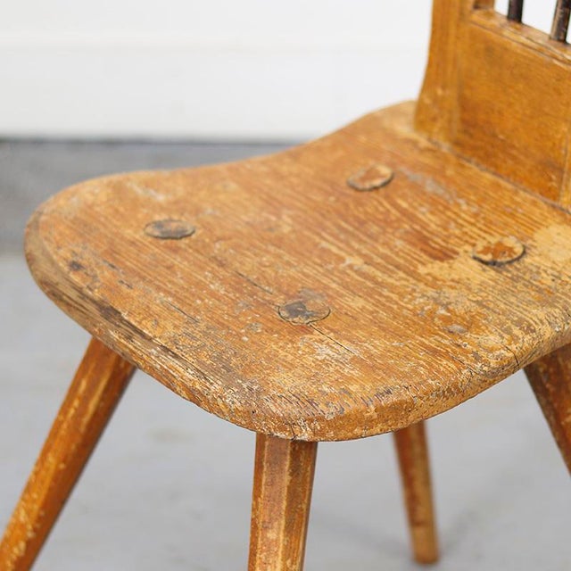 Orange Primitive Rustic Farmhouse Wabi Sabi Mountain Chair, 1800s For Sale - Image 8 of 10