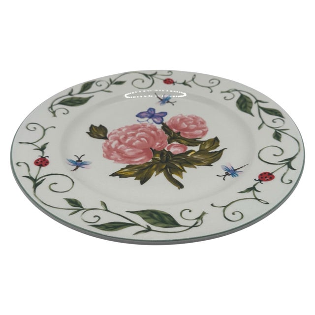 Ceramic Vintage Botanical Garden Dinner Plates - A Pair For Sale - Image 7 of 12